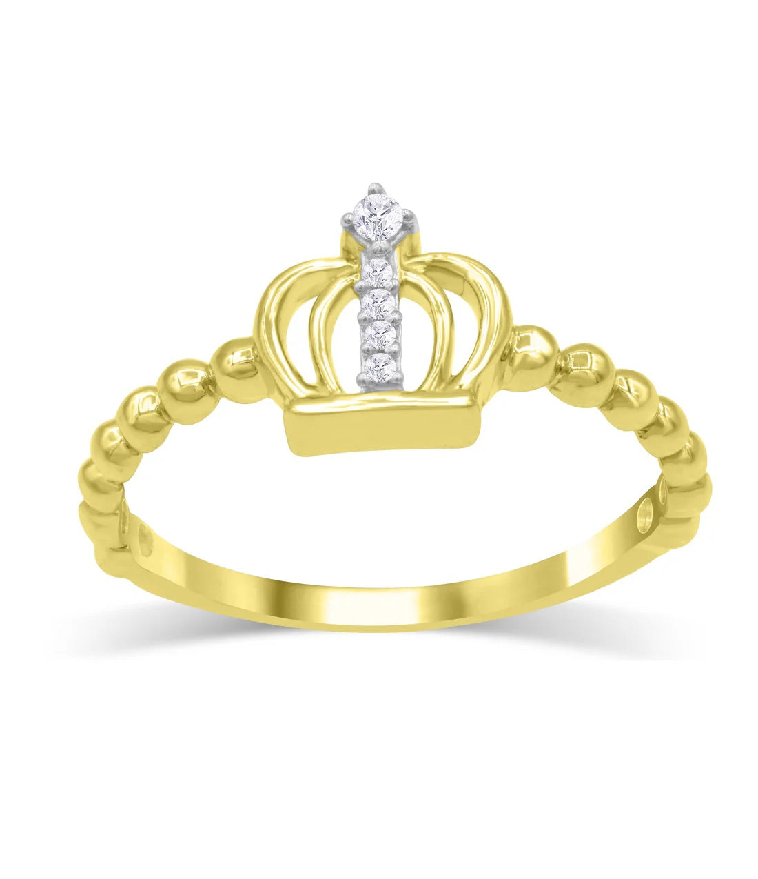 "Regal Elegance: 14K Yellow Gold Crown Ring for Her"