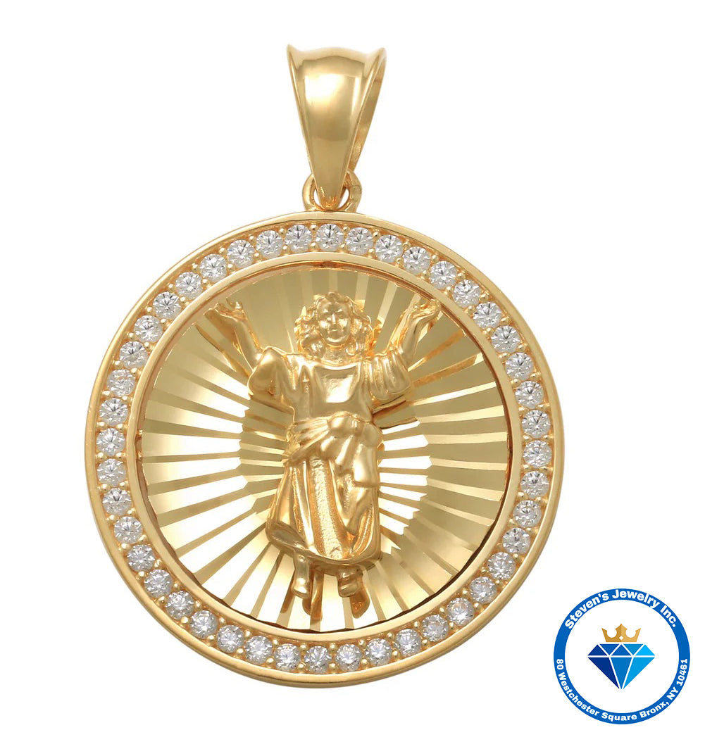 "14K Gold Baby Jesus Pendant in Circle: A Sacred Symbol of Love and Faith"