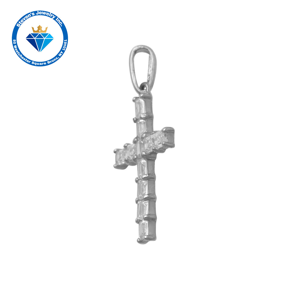"14K Yellow and White Gold Cross with Baguette Stones: A Radiant Symbol of Faith"