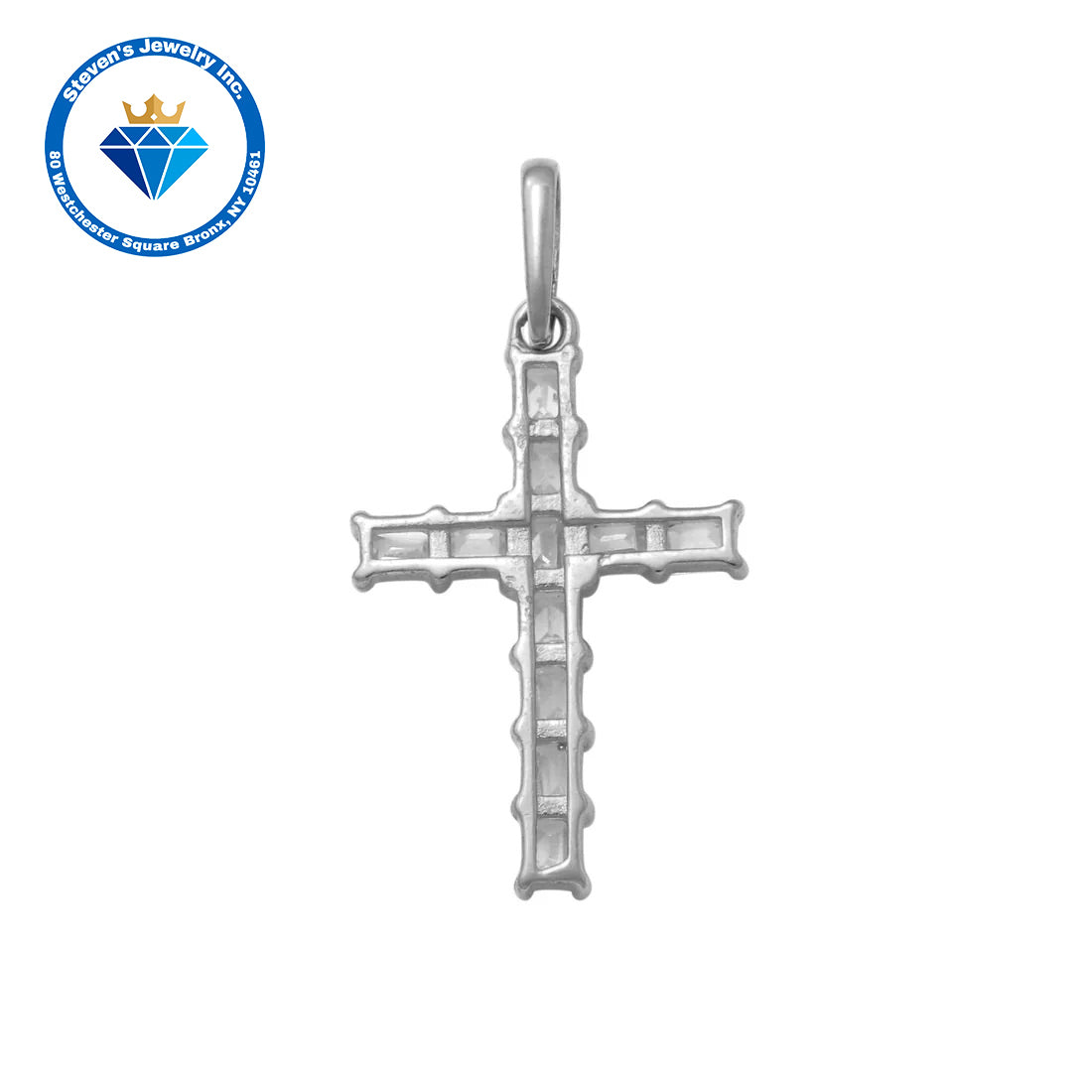 "14K Yellow and White Gold Cross with Baguette Stones: A Radiant Symbol of Faith"