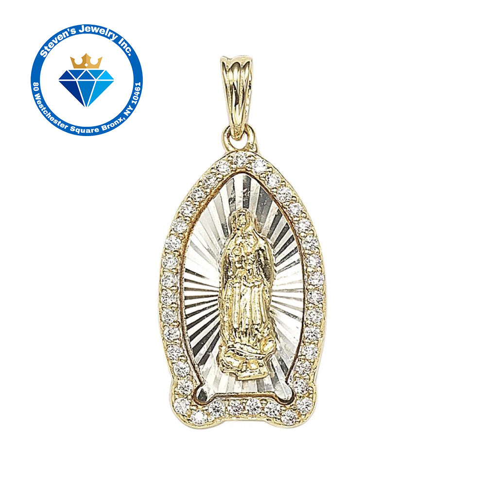 "Virgin Pendant in 14K Yellow and White Gold: A Symbol of Faith and Protection"