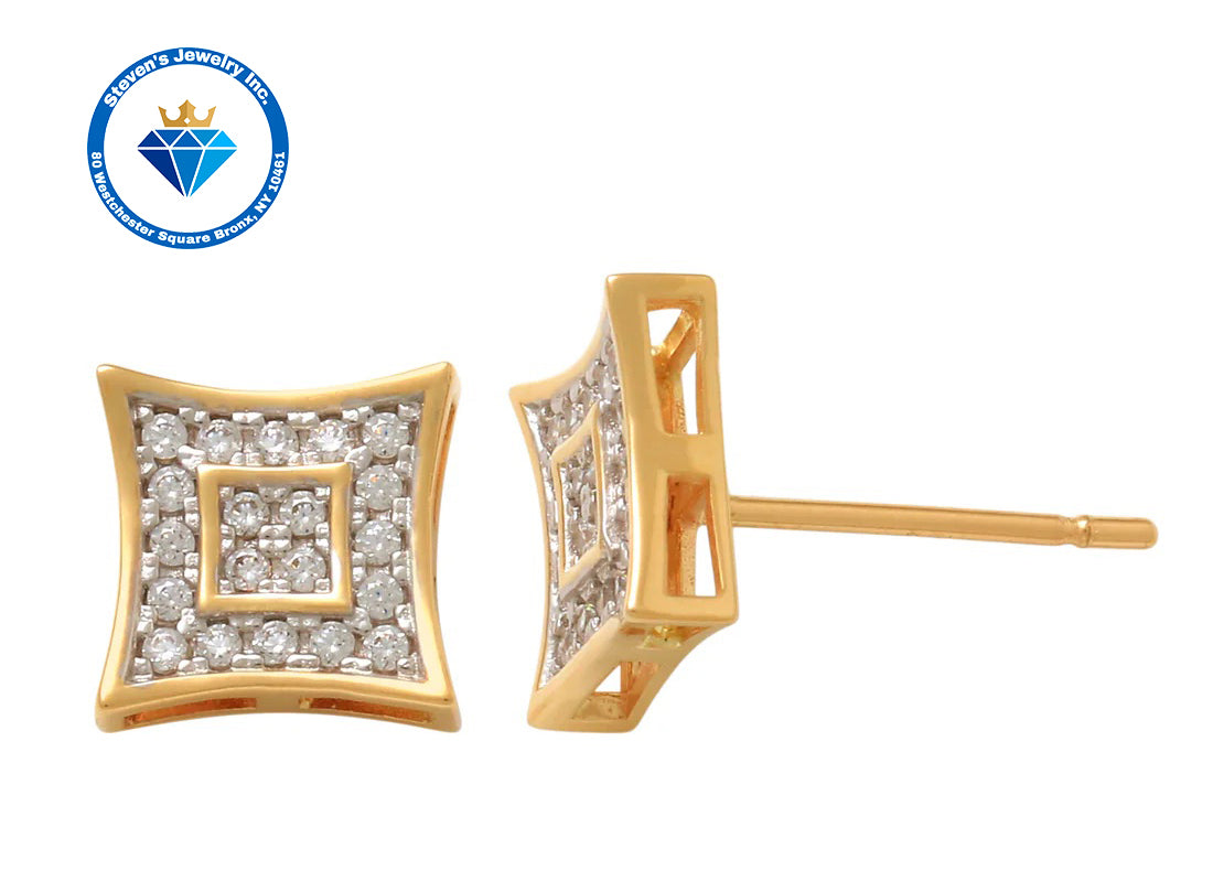 Aretes de Oro Amarillo de 14k con Corte de Diamante