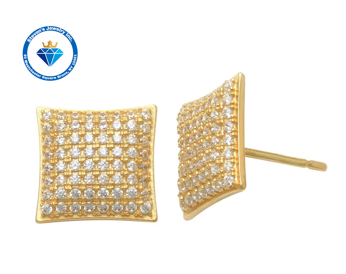 Aretes de Oro Amarillo de 14k con Corte de Diamante