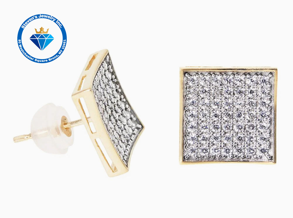 Aretes de Oro Amarillo de 14k con Corte de Diamante