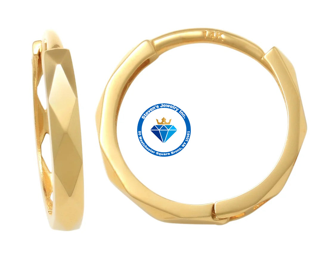 14k Yellow Gold Diamond Cut Earrings