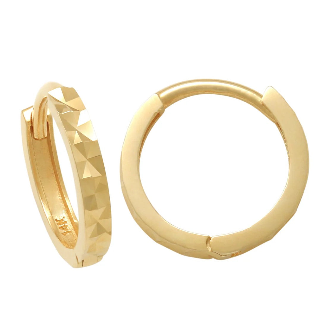Elegance in Every Turn: 14k Gold "Diamond Cut" Hoop Earring