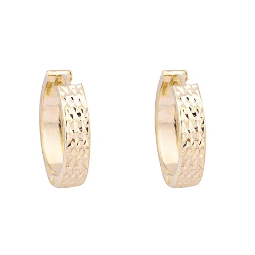 Shine with Every Turn: "Diamond Spark" 14k Gold Hoop Earrings with Diamond Cut