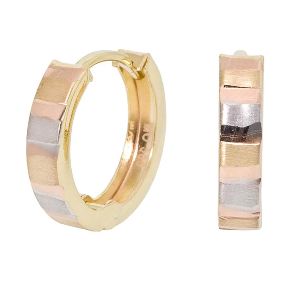 Tri-Color Luxury: 14K Yellow, White & Rose Gold Hoop Earrings – Bold, Elegant, and Timeless