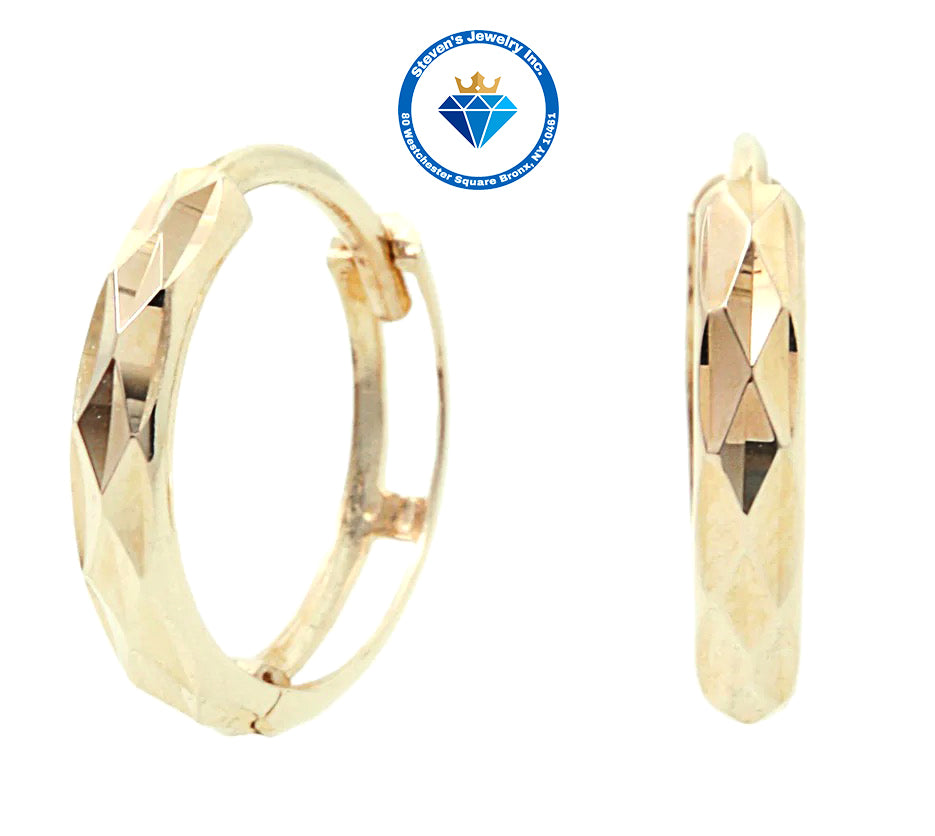 14k Yellow Gold Diamond Cut Earrings