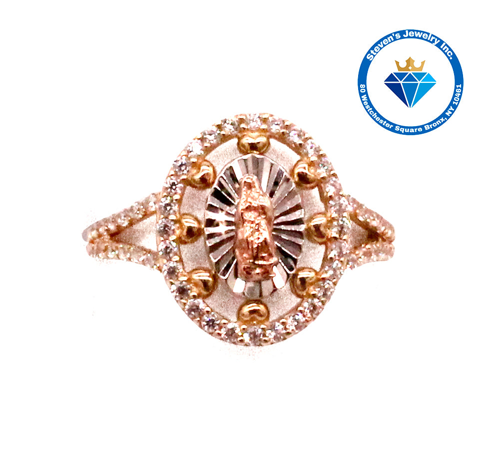 "Religious Ring with Virgin in Rose Gold: Faith and Elegance"