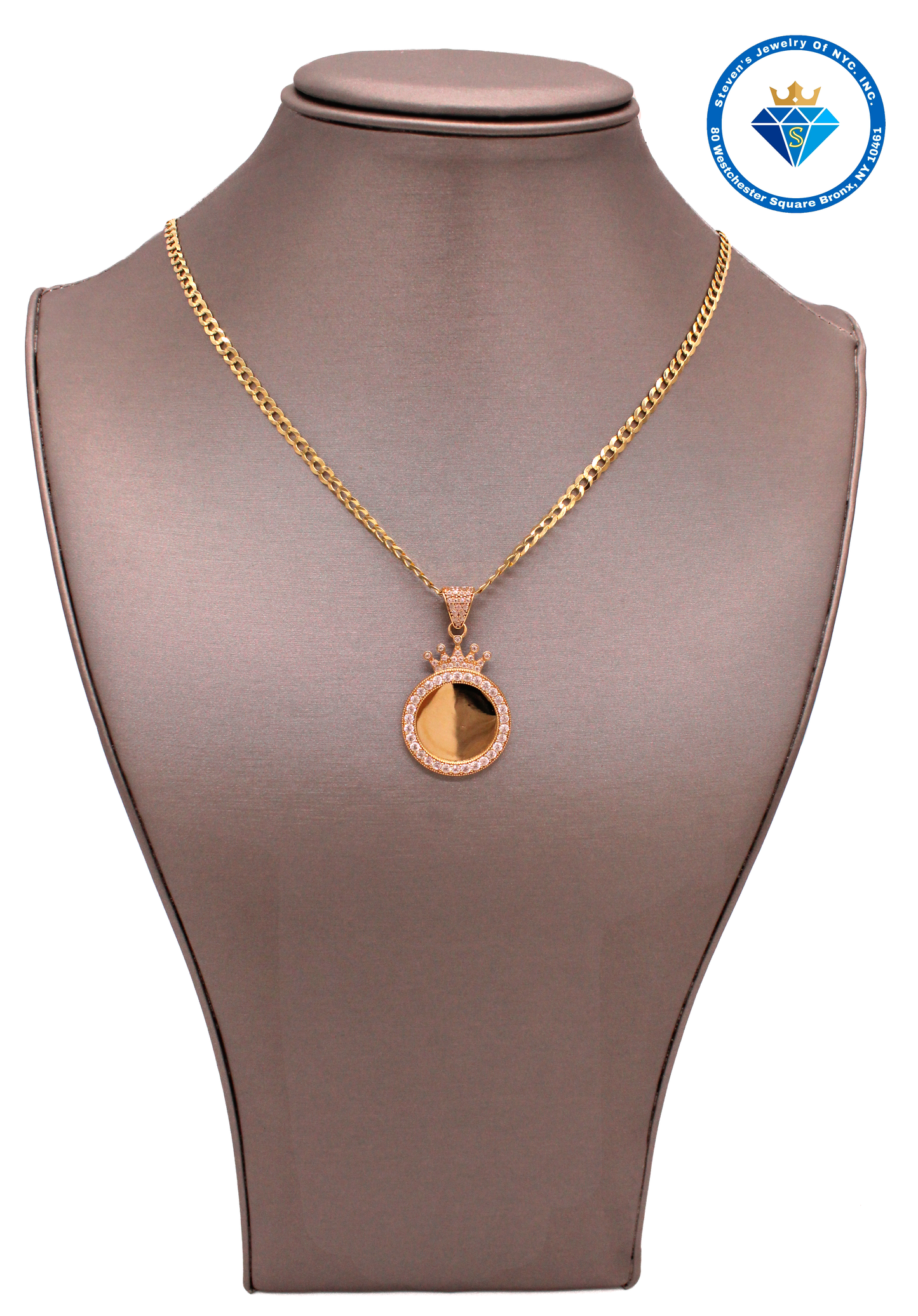 "Cuban Link Chain with Picture Pendant Set in 14K Yellow Gold - A Unique Treasure"