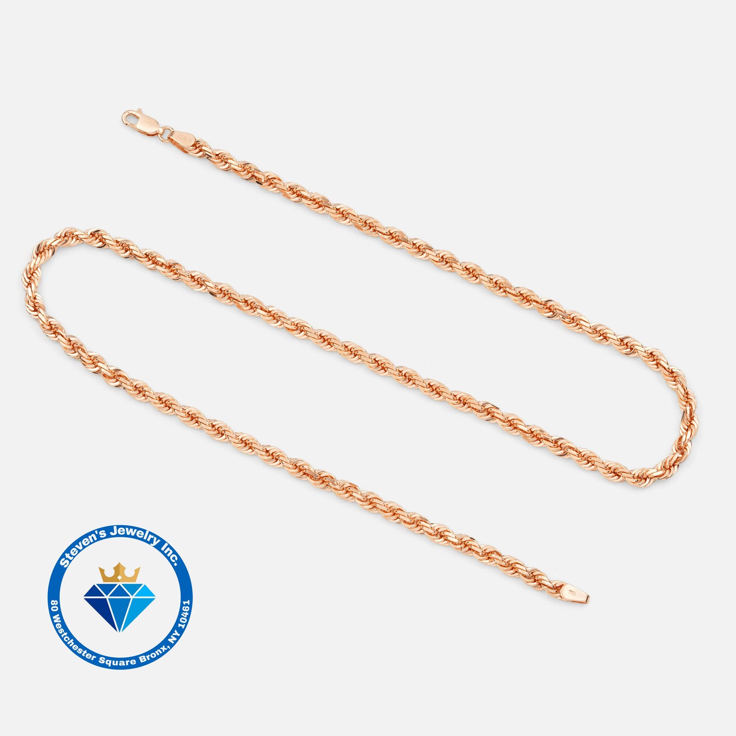 "Rope Chain in 14K Yellow, White, and Rose Gold 2.6mm - Timeless Elegance"