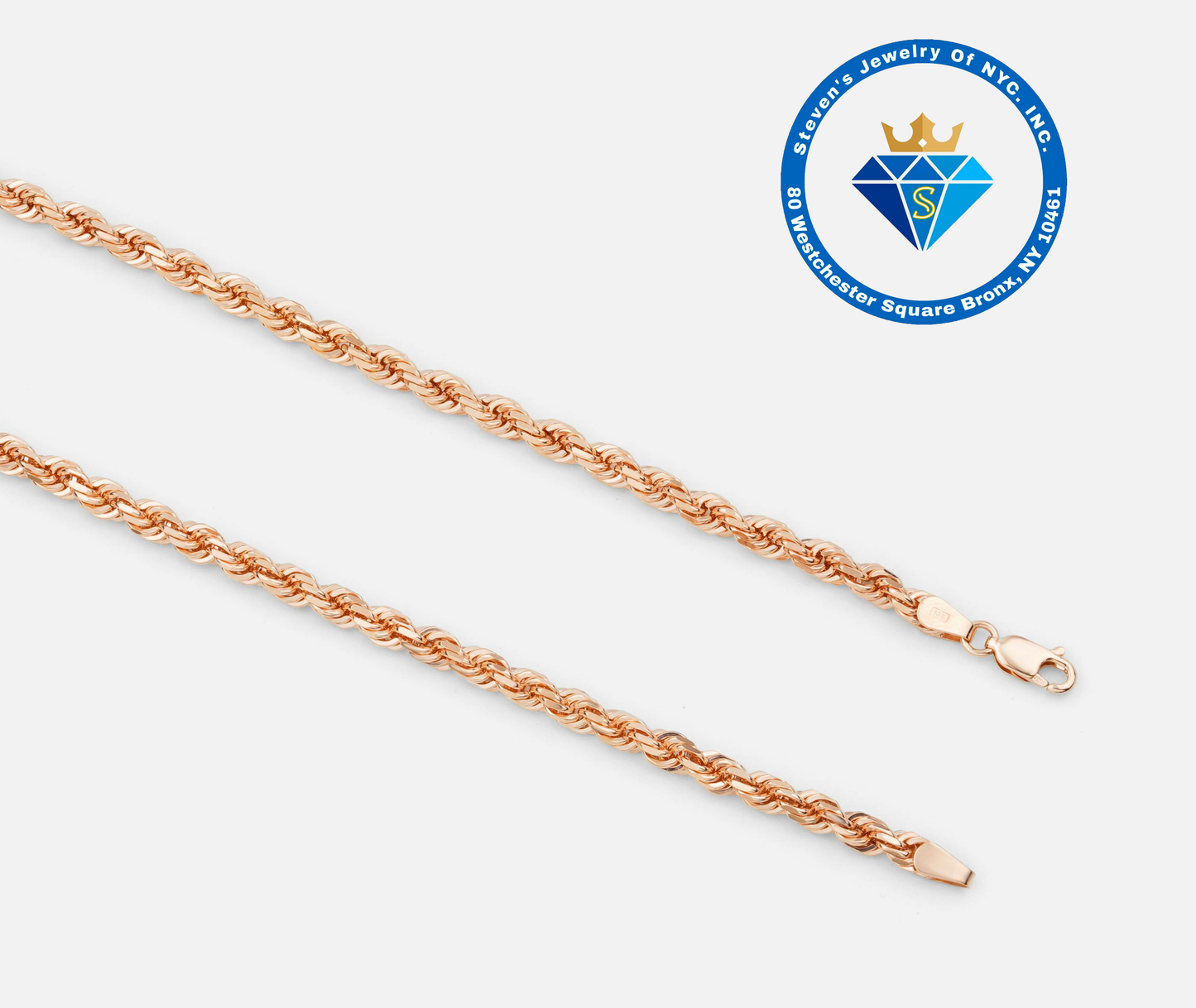 "Rope Chain in 14K Yellow, White, and Rose Gold 2.6mm - Timeless Elegance"