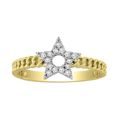 14K Gold Interlocking Chain Ring with Natural Diamonds