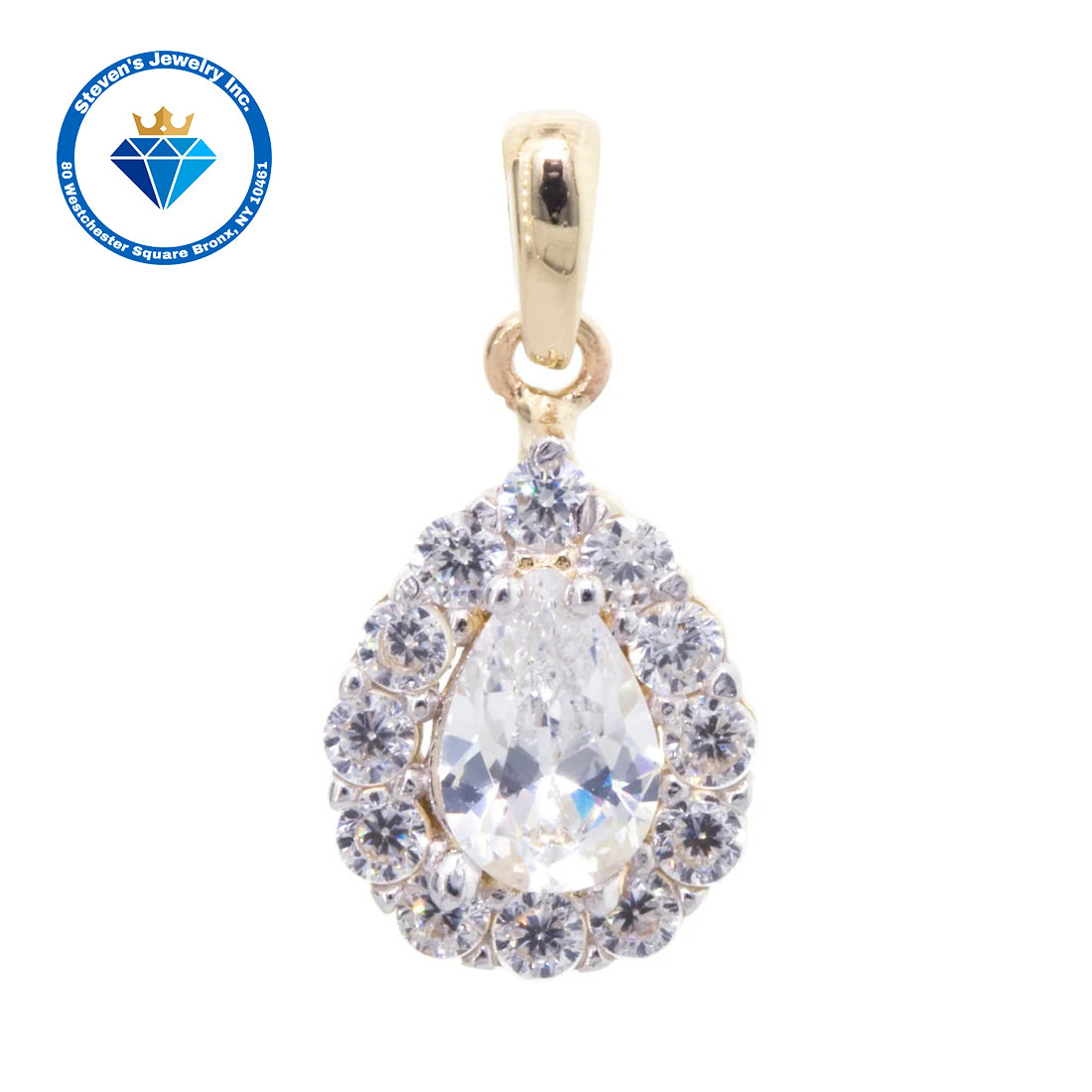 "14K Gold Teardrop Pendant with Center Stone: A Symbol of Elegance and Grace"