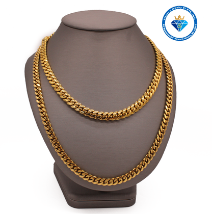 "Miami Cuban Link Chain in 14K Yellow Gold 9.6mm - A Bold Fashion Statement".