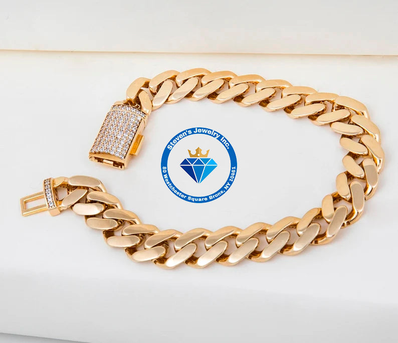 "Semi-solid 14k gold monaco bracelet"– Timeless Elegance in 14k Gold