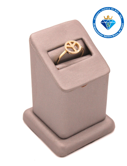 "Peace & Love: 14K Yellow Gold Hippie Symbol Ring"